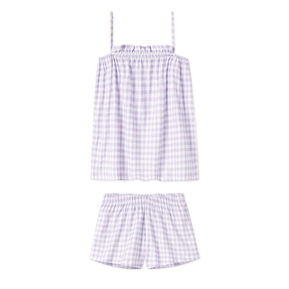 LAKE Pima Ruffle Shorts Set
Lilac Gingham